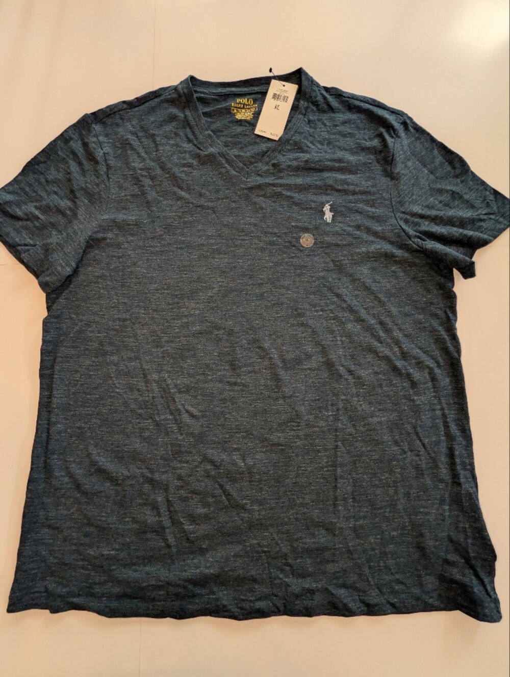 NWT Polo Ralph Lauren Custom Slim Fit Men's V-neck Tee. Size XL, Blue
